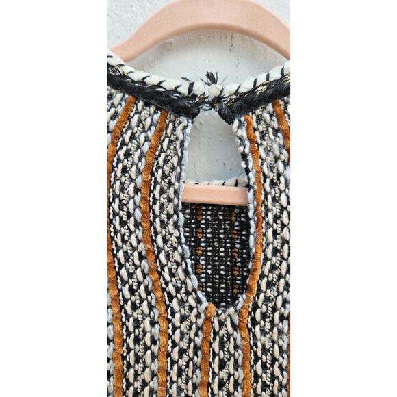 ZARA Trafaluc Womens Mini Shift Dress Small Brown Tweed 3/4 Sleeve Pearl Buttons - Picture 8 of 10